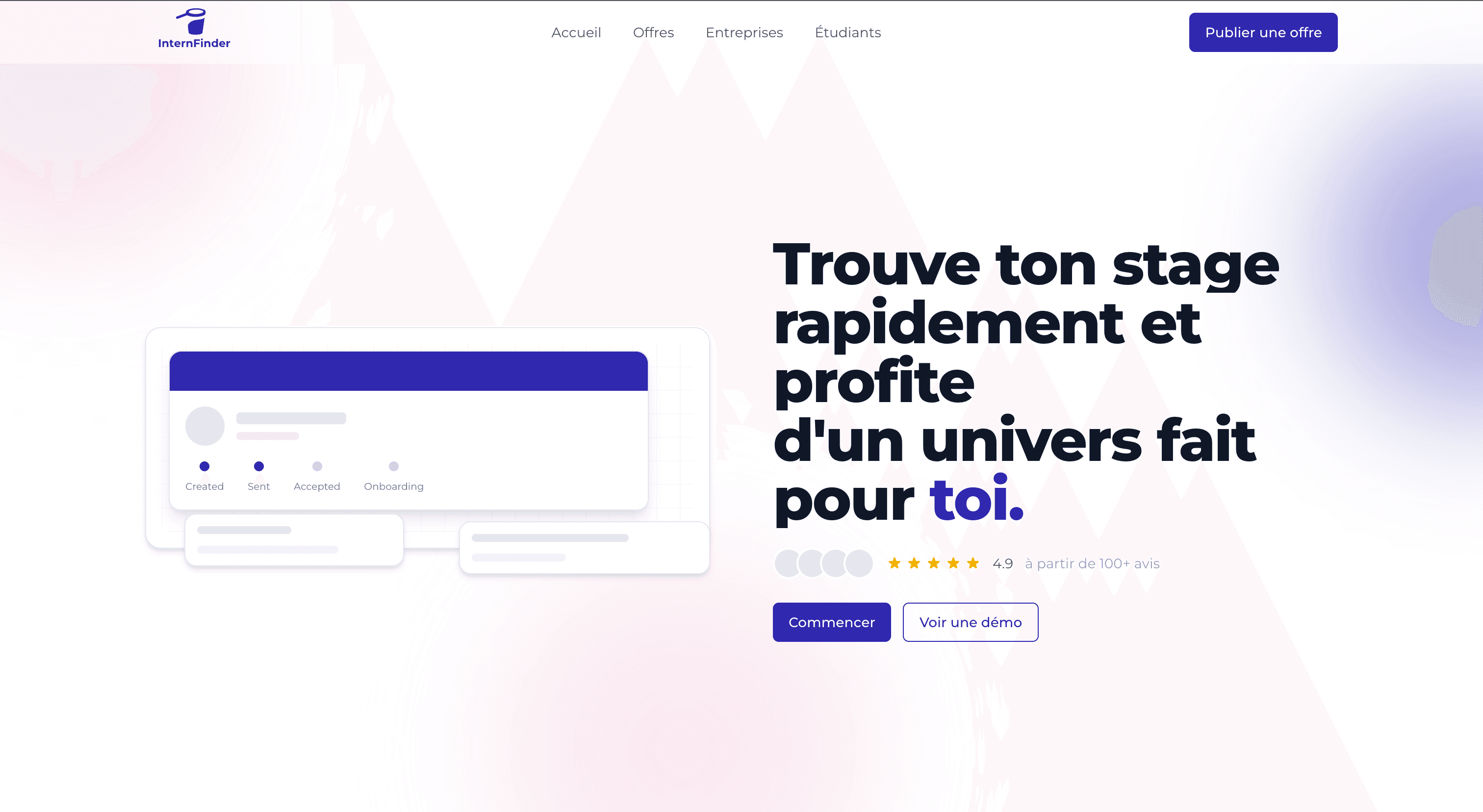Interface application web de recrutement développée sur mesure